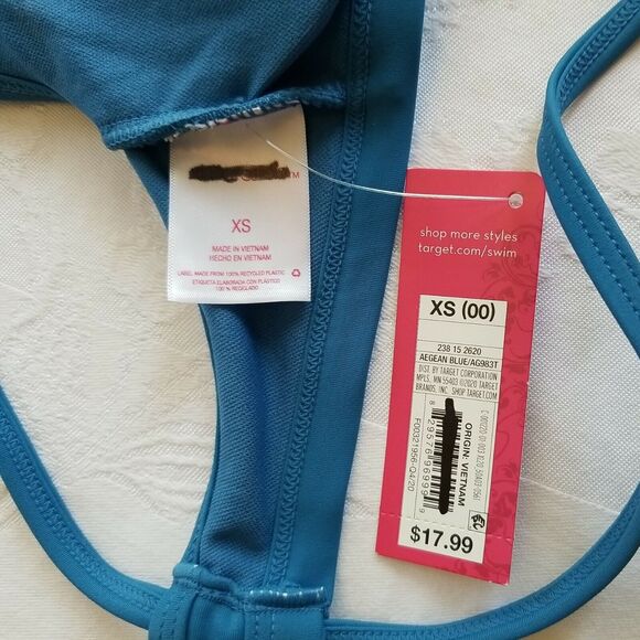 Xhilaration Juniors Bikini Top Size XS Blue V-Wire Bralette Bathing Suit Swim - Picture 6 of 7